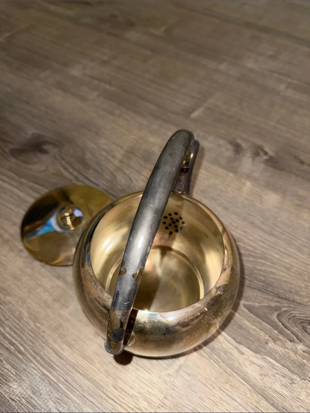 Academy Silver on Copper Teapot with Curved Handle